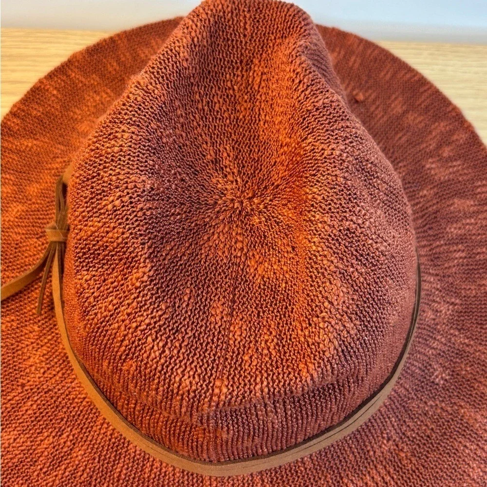 Treasure & Bond Hat‎ Fedora Rust Orange Knit Wide Brim One Size Boho 70s Style